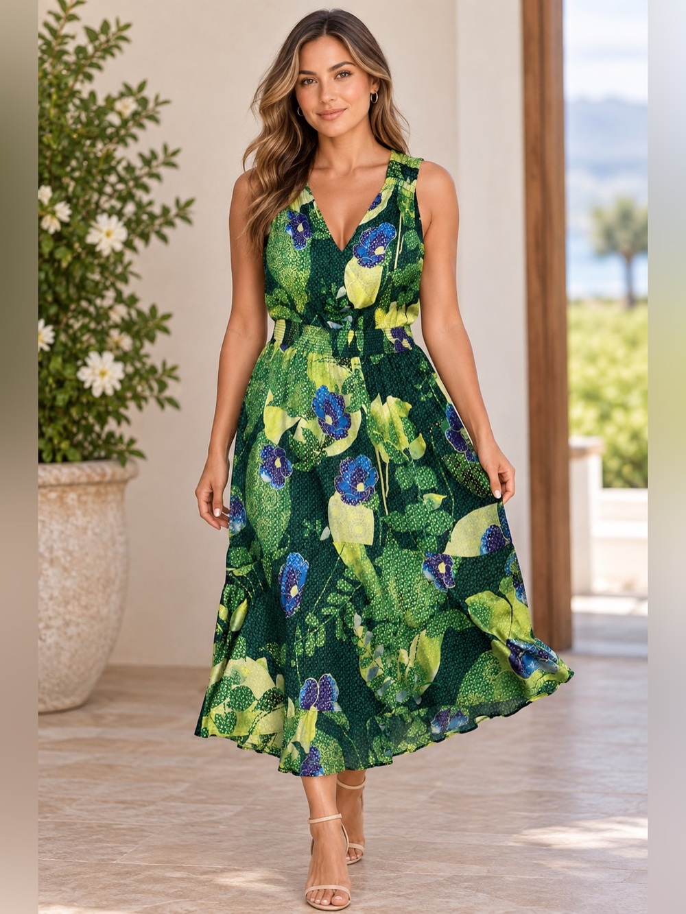 White House Black Market Satin Floral Maxi Dress Size 12